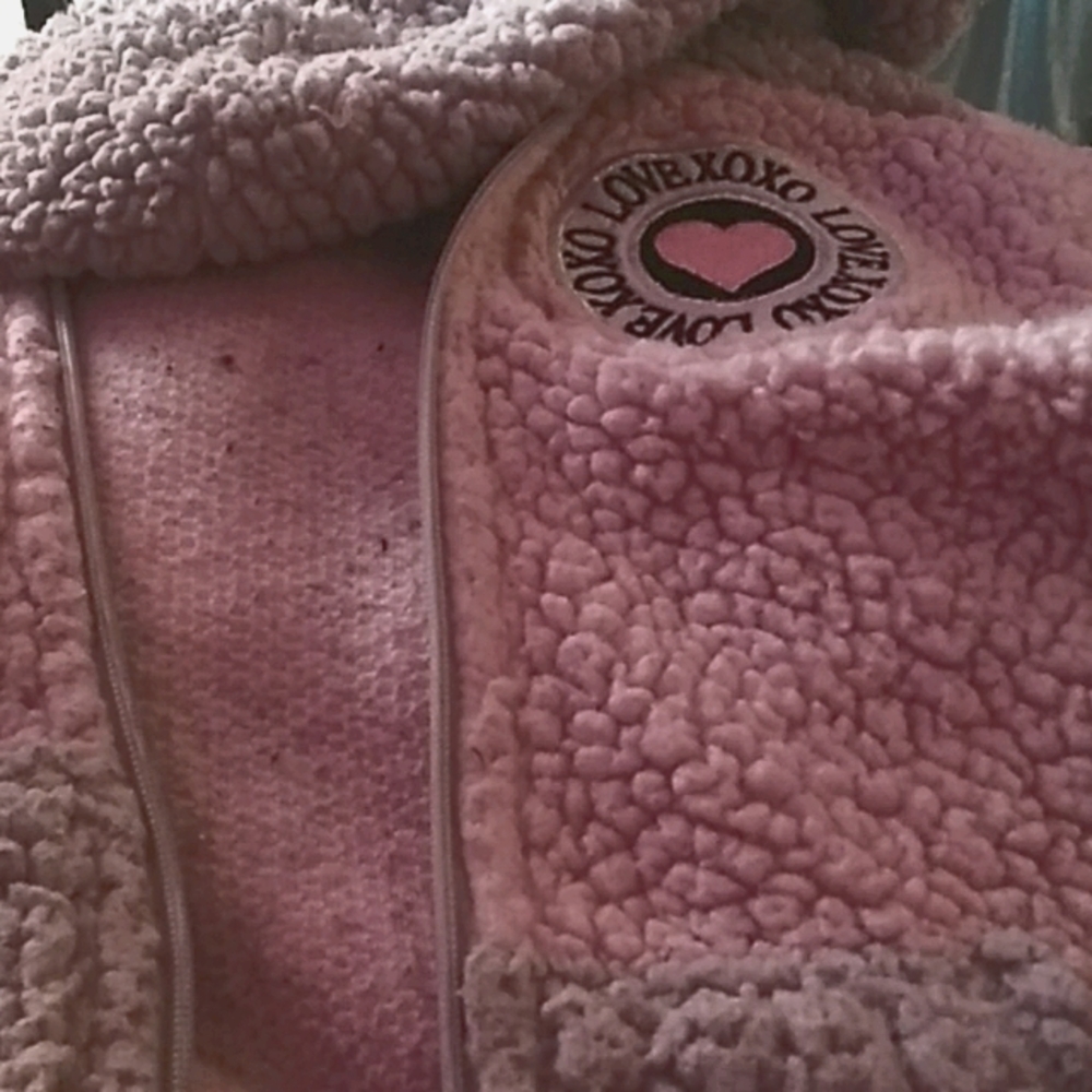 Furry pink and gray jacket